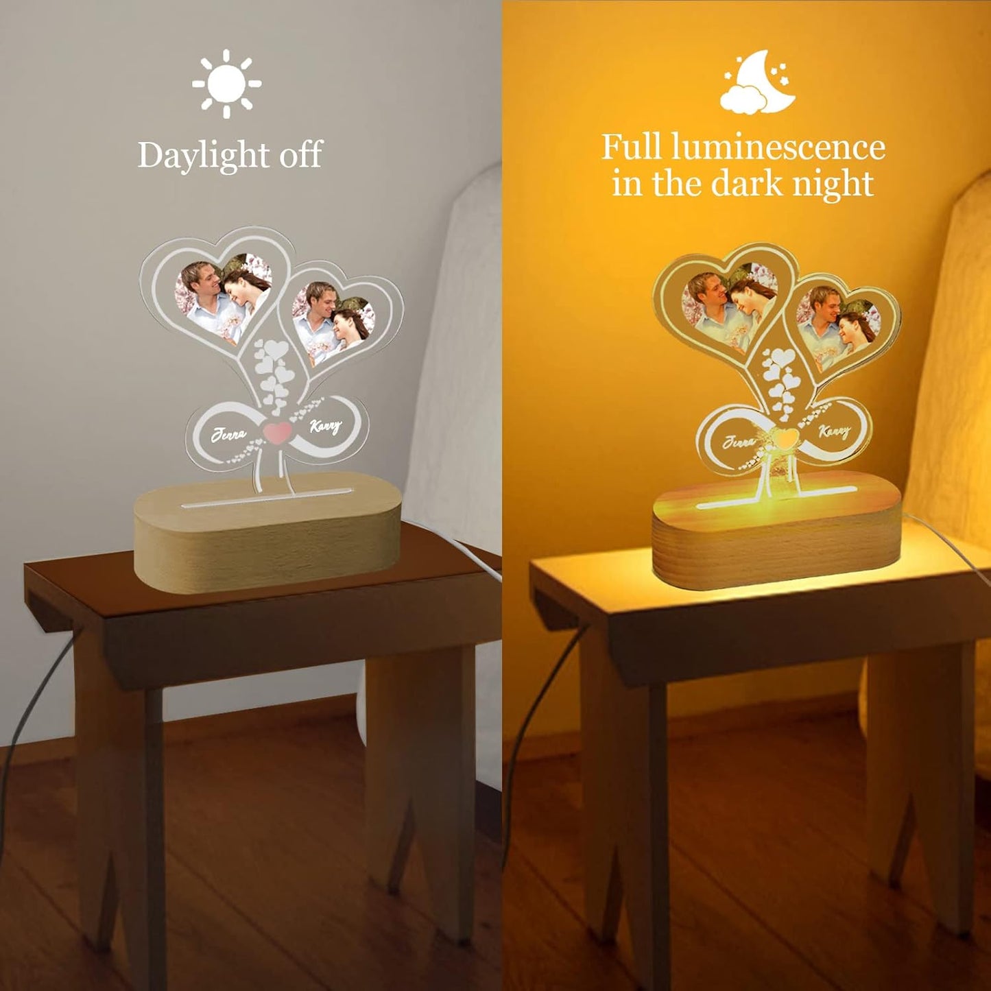 Heart Lamp with Photo & Name