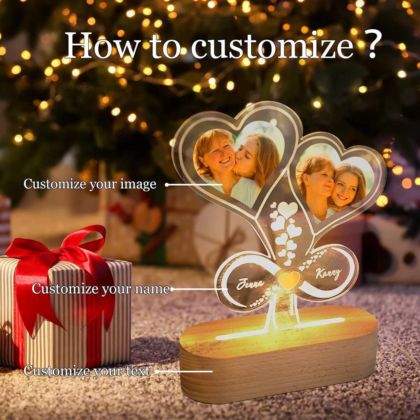Heart Lamp with Photo & Name