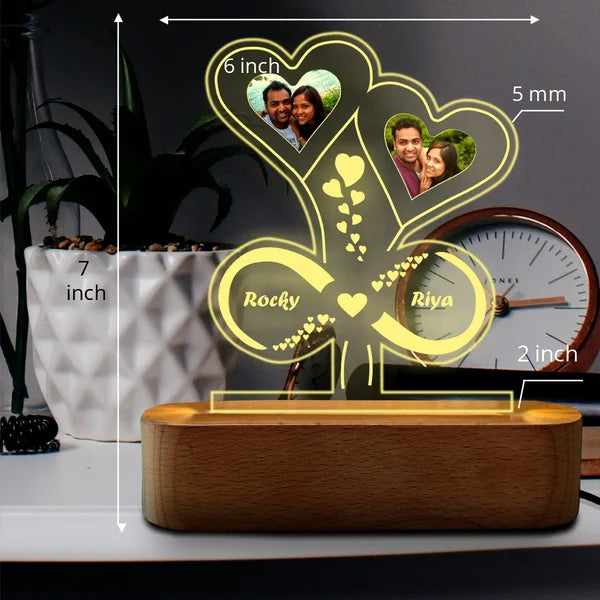 Heart Lamp with Photo & Name
